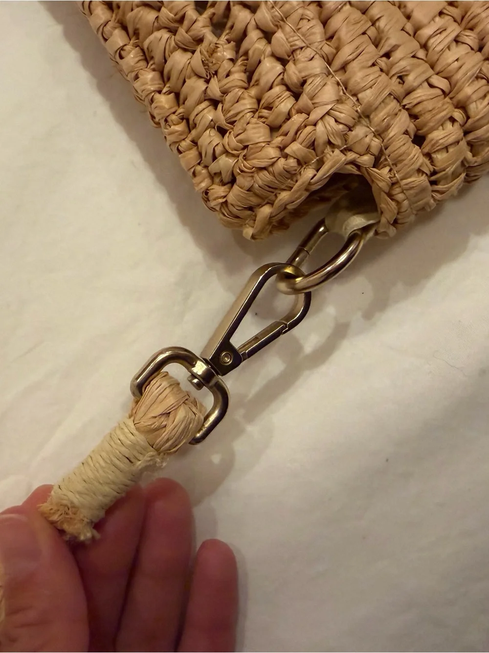 l*space Woven Raffia Tassel Shoulder Bag in Natural Tan